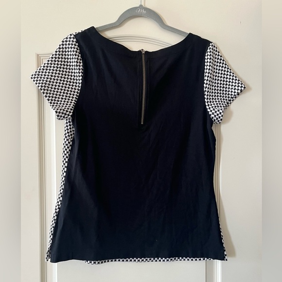 Banana Republic Checkered Short Sleeve Blackk & White Blouse Women’s Medium - Picture 6 of 11